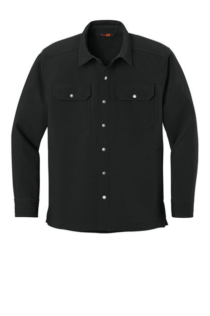 Front View of Black CornerStone Soft Shell Shirt Jacket CSJ73