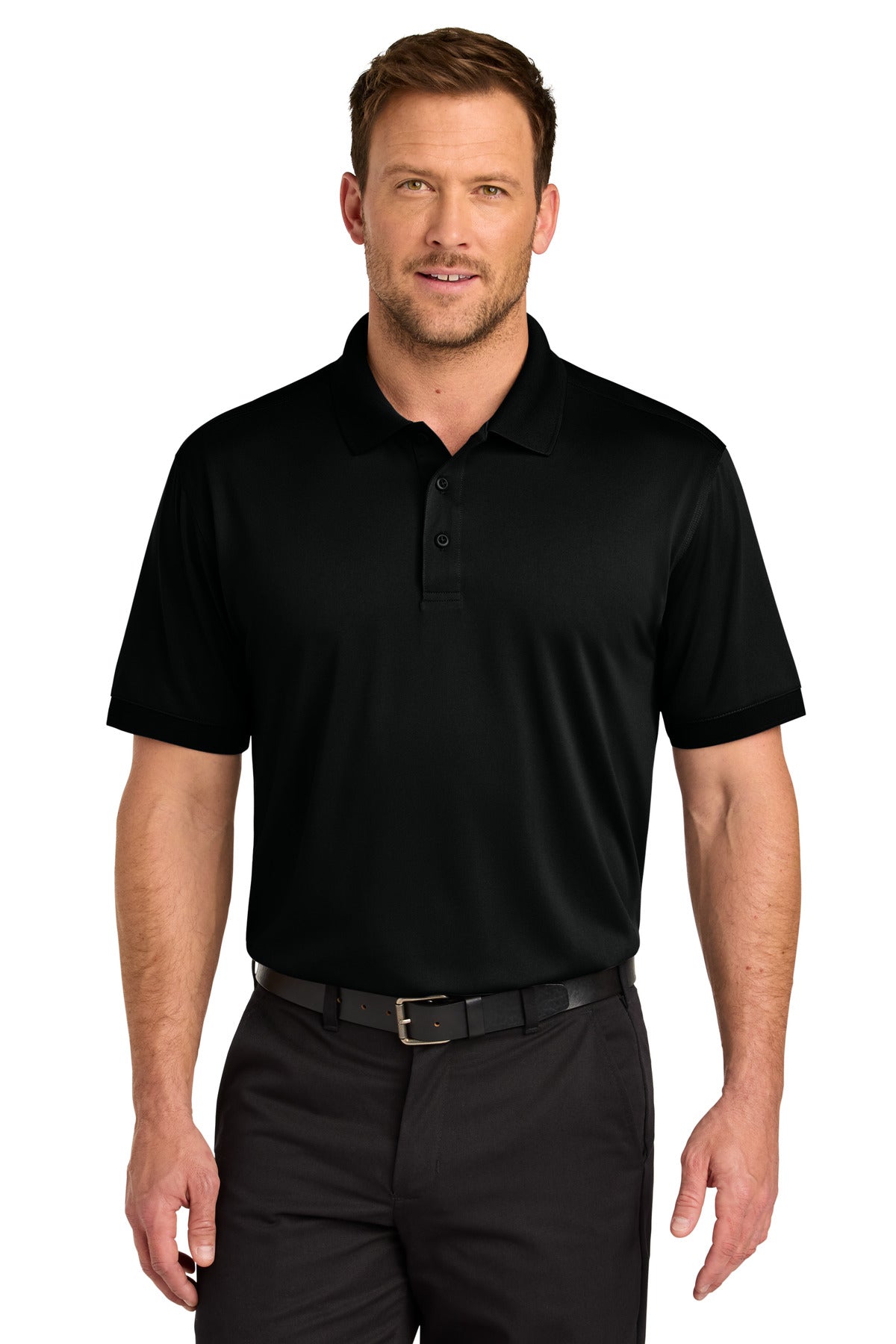 Front View of Black CornerStone Workwear Pro Polo CS450