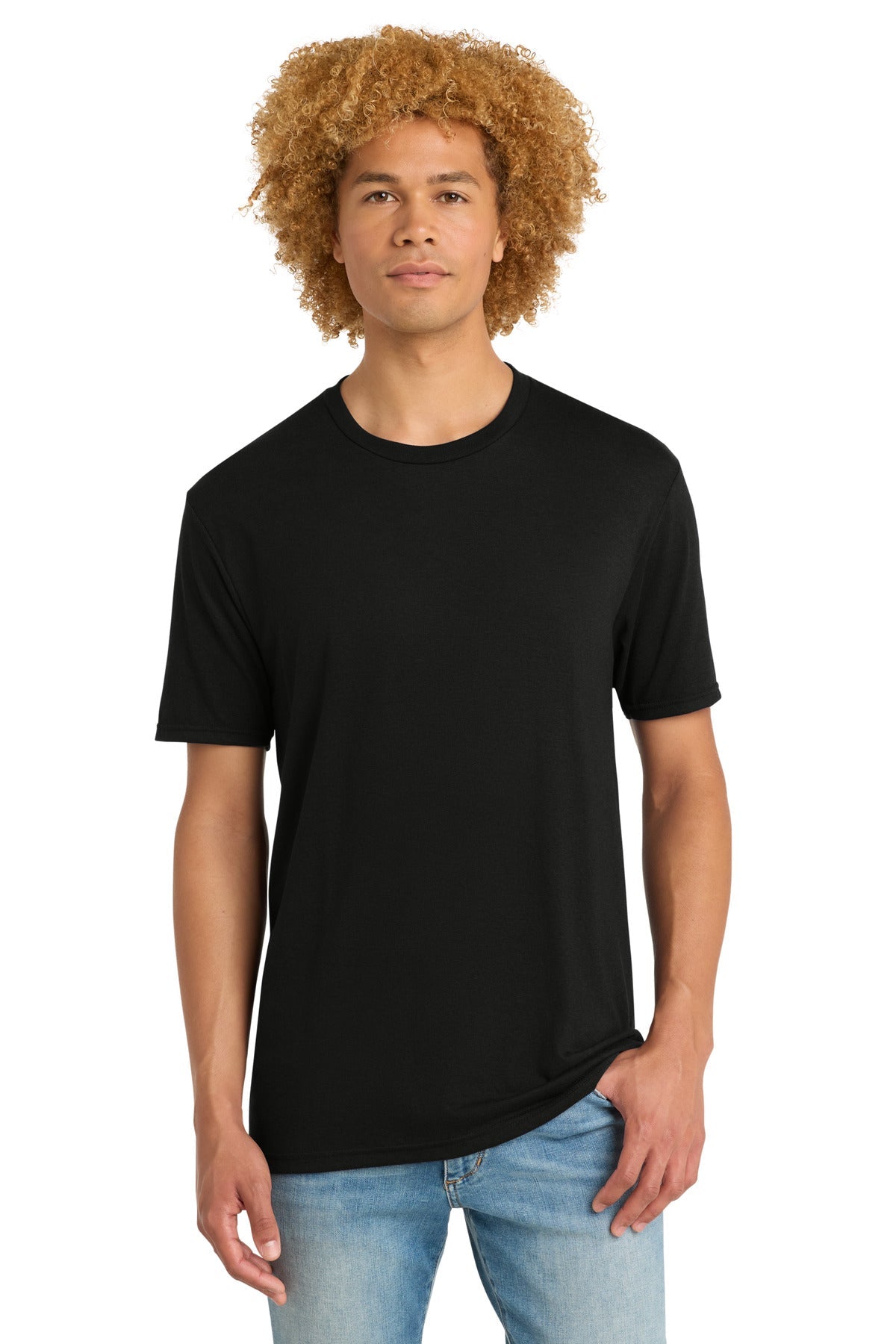 Front View of Black District Perfect Tri DTG Tee DM130DTG