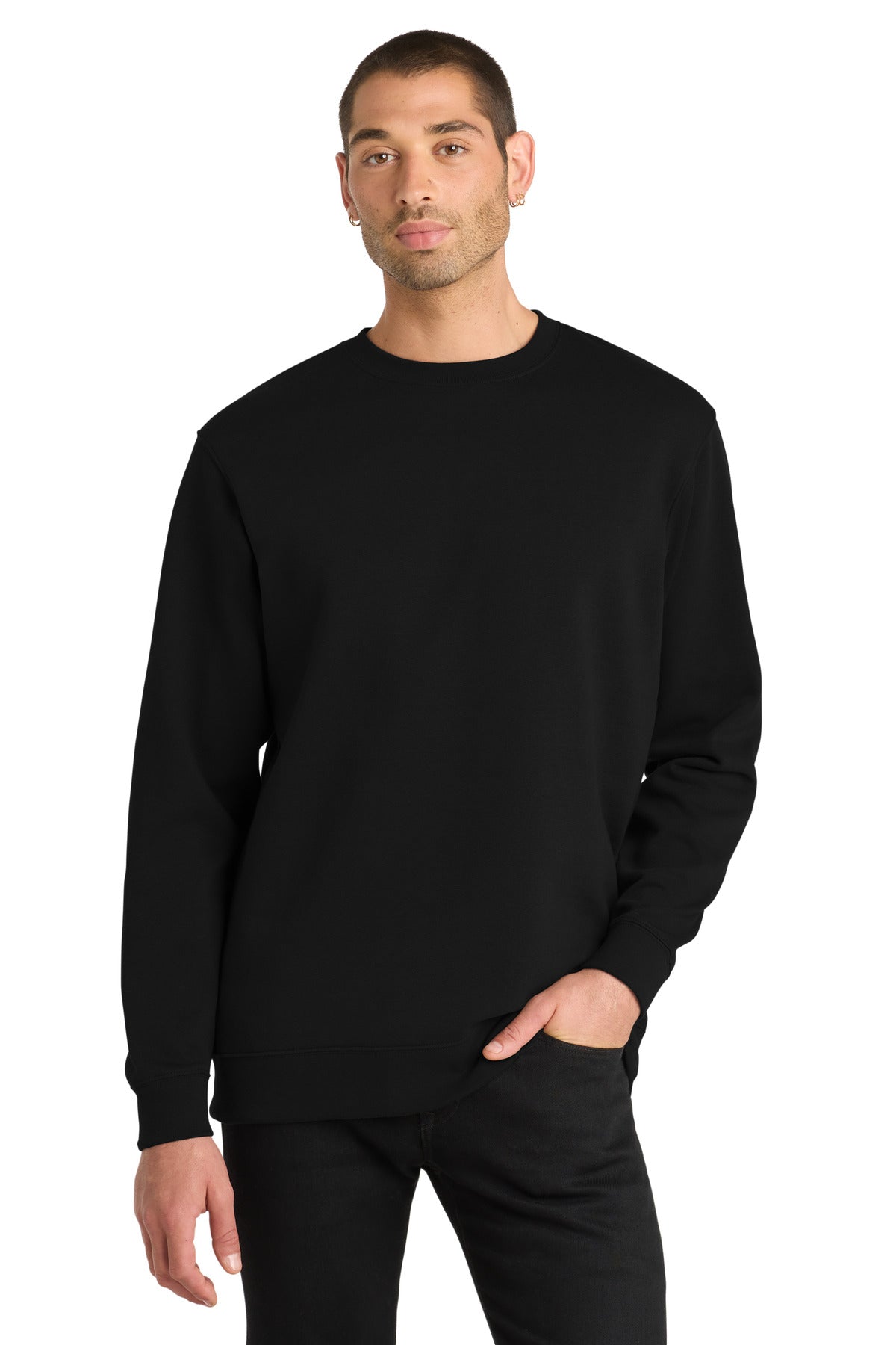 Front View of Black District V.I.T. Fleece Crew DT6104