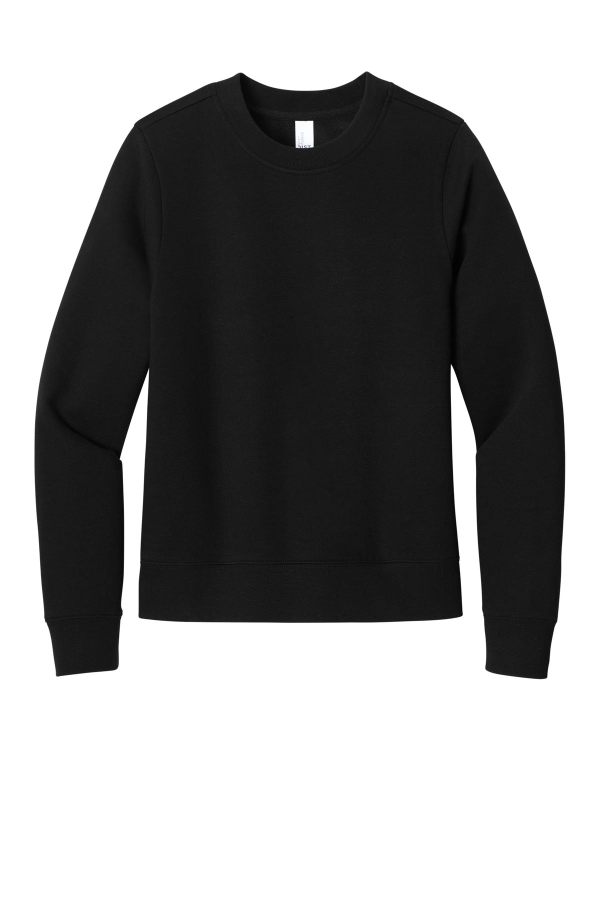Front View of Black District Women's V.I.T. Fleece Crew DT6105