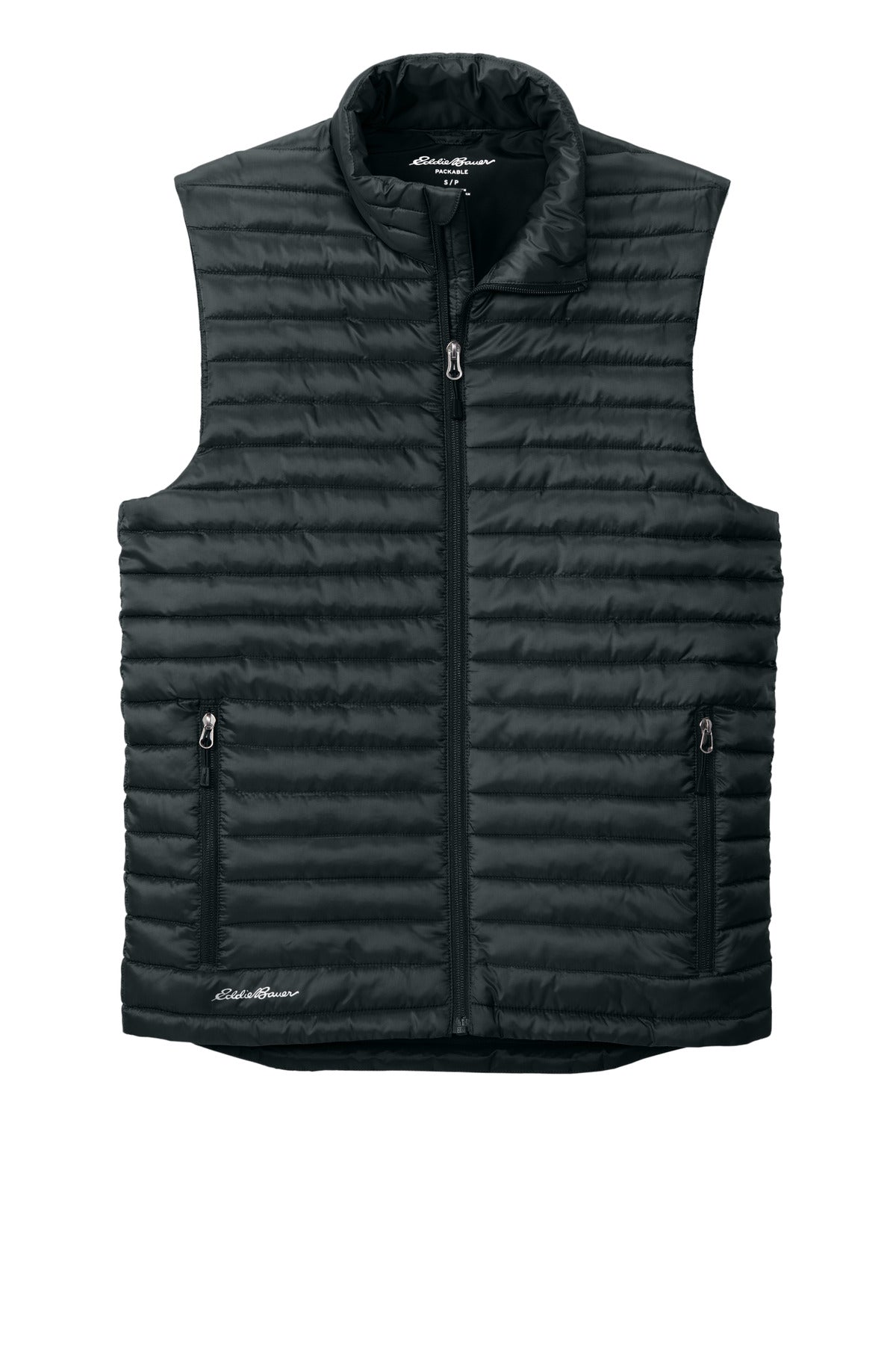 Front View of Black Eddie Bauer Packable Quilted Vest EB516