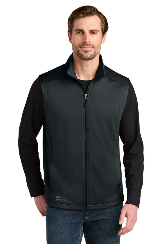 Front View of Black Eddie Bauer Smooth Mid Layer Fleece Vest EB2560