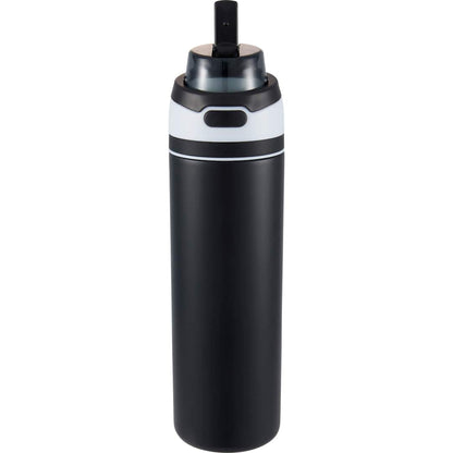 Front View of Black Elvin 28oz Recycled Stainless Flip Straw Bottle plain