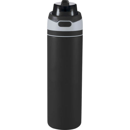 Front View of Black Elvin 28oz Recycled Stainless Flip Straw Bottle plain
