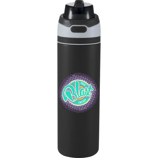 Front View of Black Elvin 28oz Recycled Stainless Flip Straw Bottle