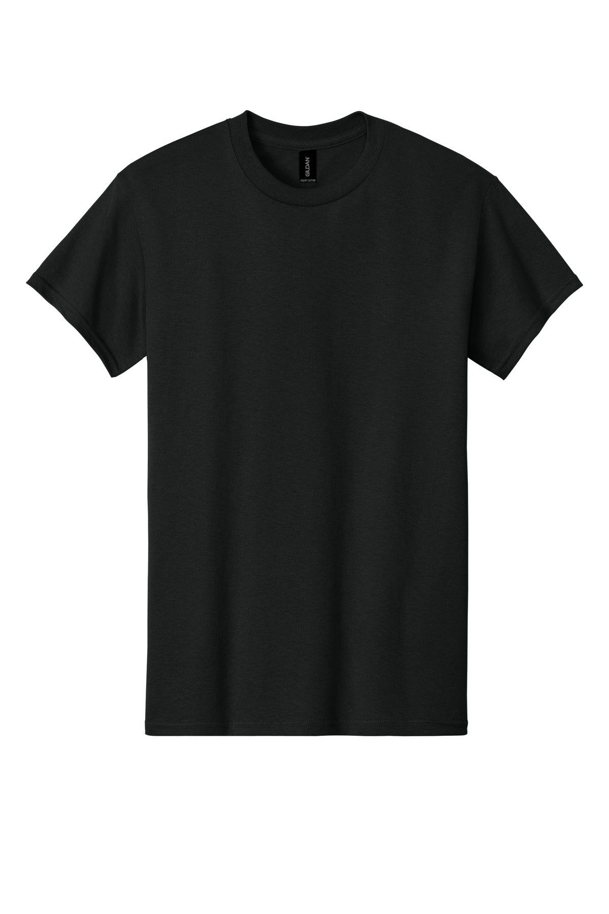 Front View of Black Gildan - Heavy Cotton 100% Cotton T-Shirt. 5000
