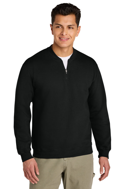 Front View of Black Gildan Softstyle Midweight Fleece 1/4-Zip SF008