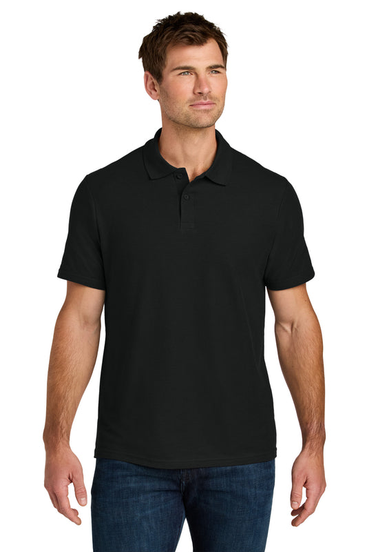 Front View of Black Gildan Softstyle Pique Polo 64800