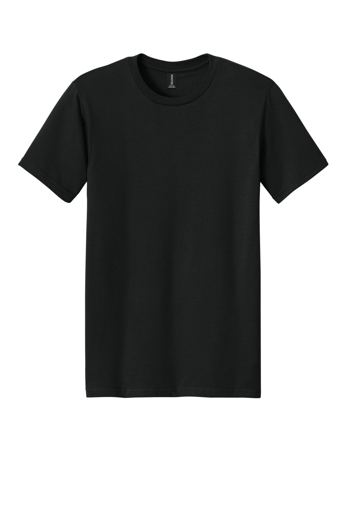 Front View of Black Gildan Softstyle Plasma Print Tee 64PLSMA