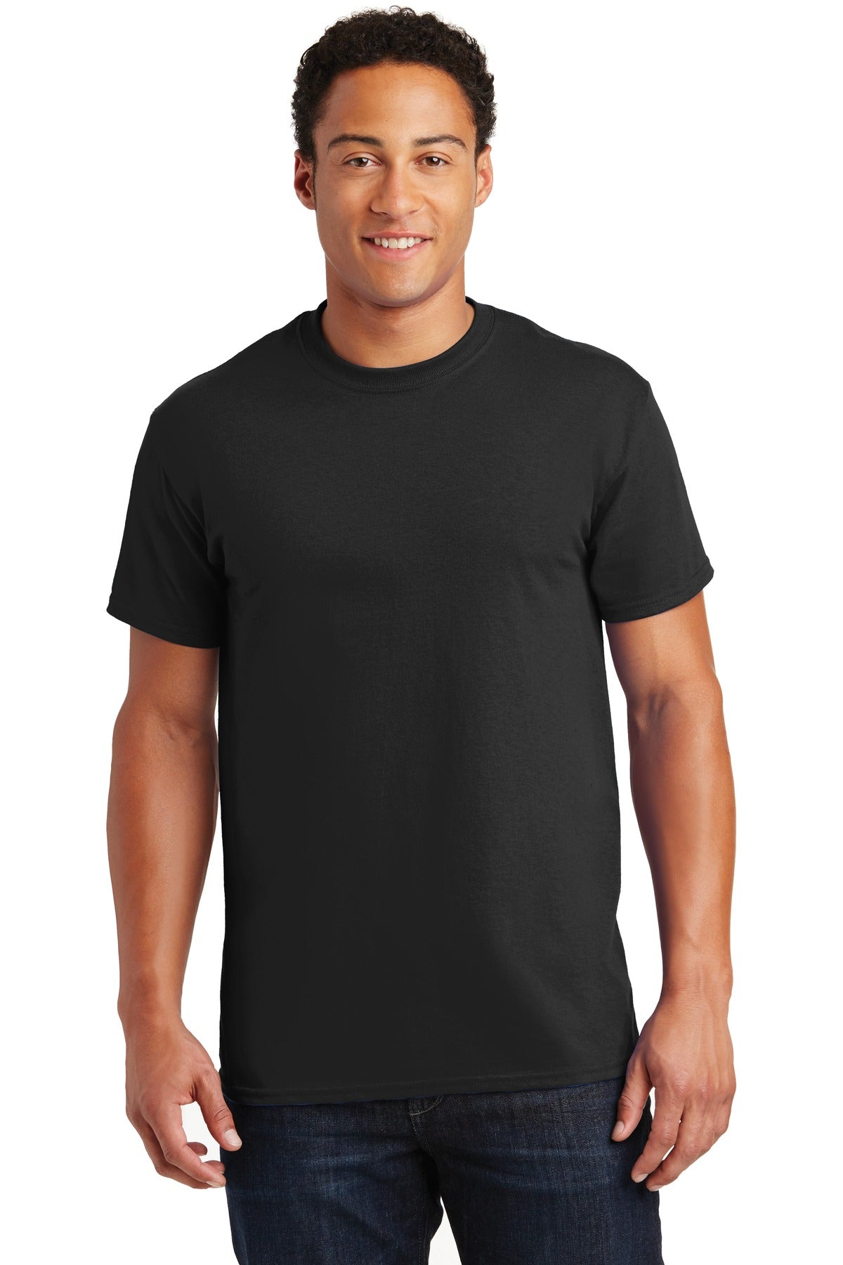 Front View of Black Gildan - Ultra Cotton 100% US Cotton T-Shirt. 2000