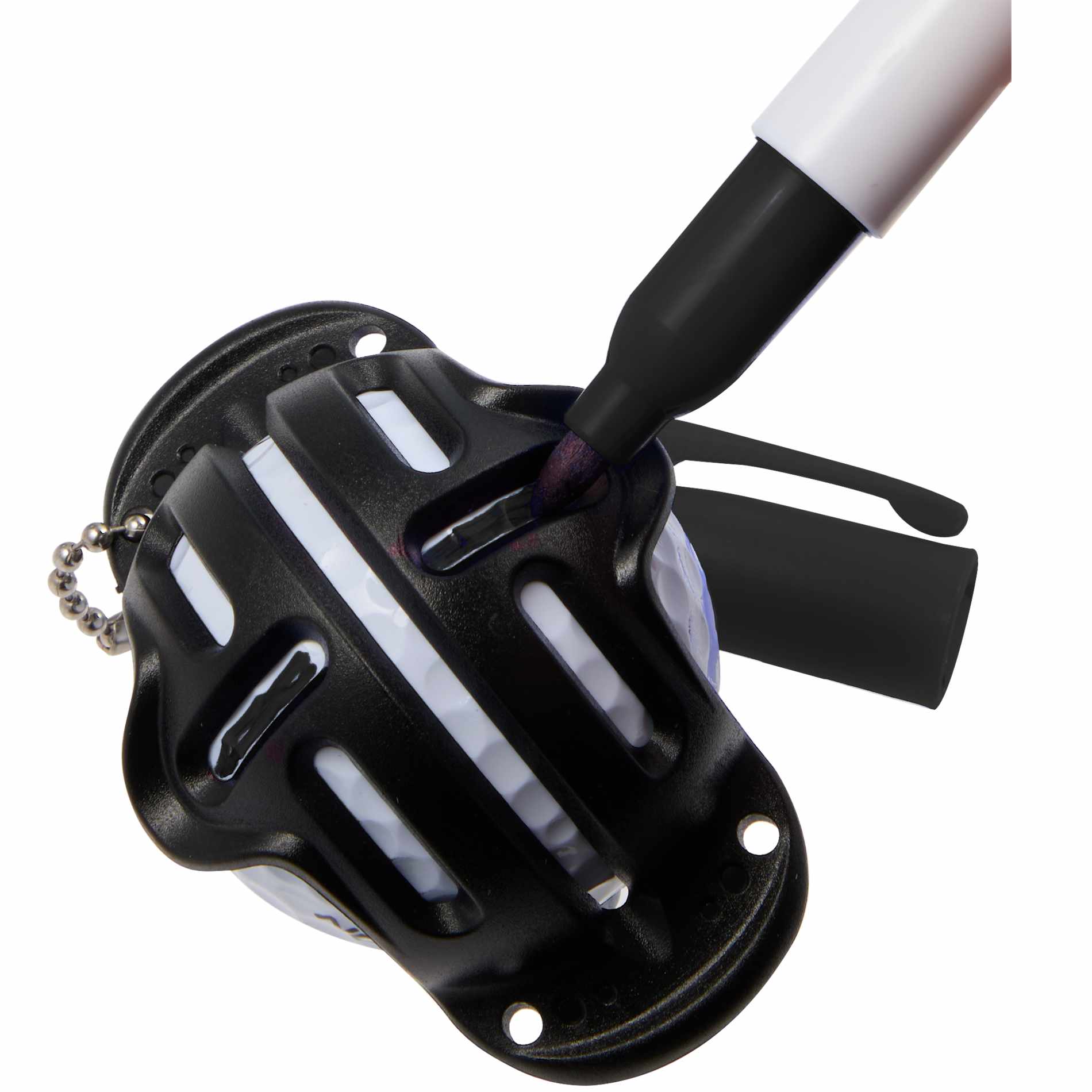 Front View of Black Golf Ball Stencil with Marker