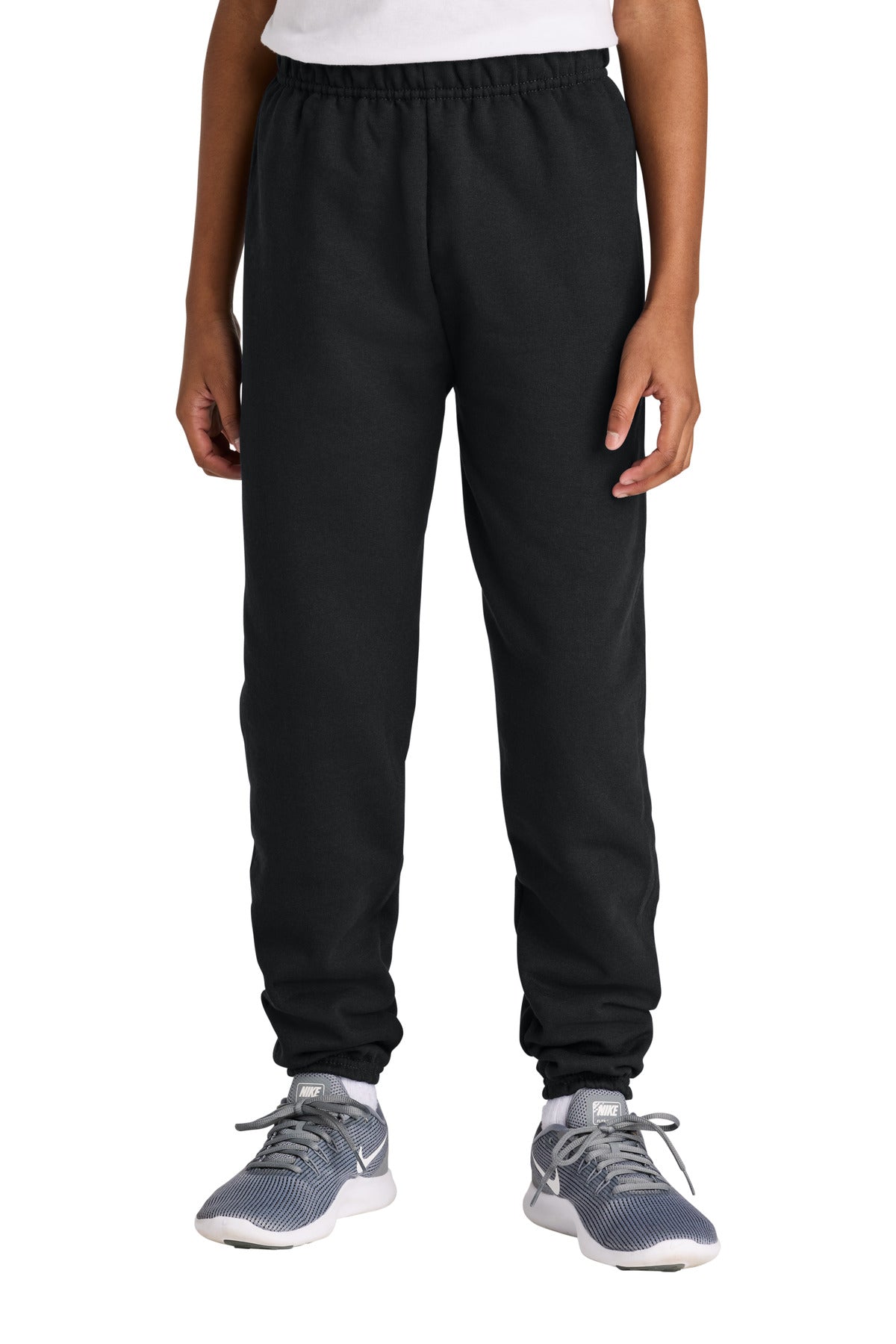 Front View of Black Jerzees Youth NuBlend Sweatpant 973B