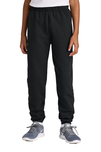Front View of Black Jerzees Youth NuBlend Sweatpant 973B