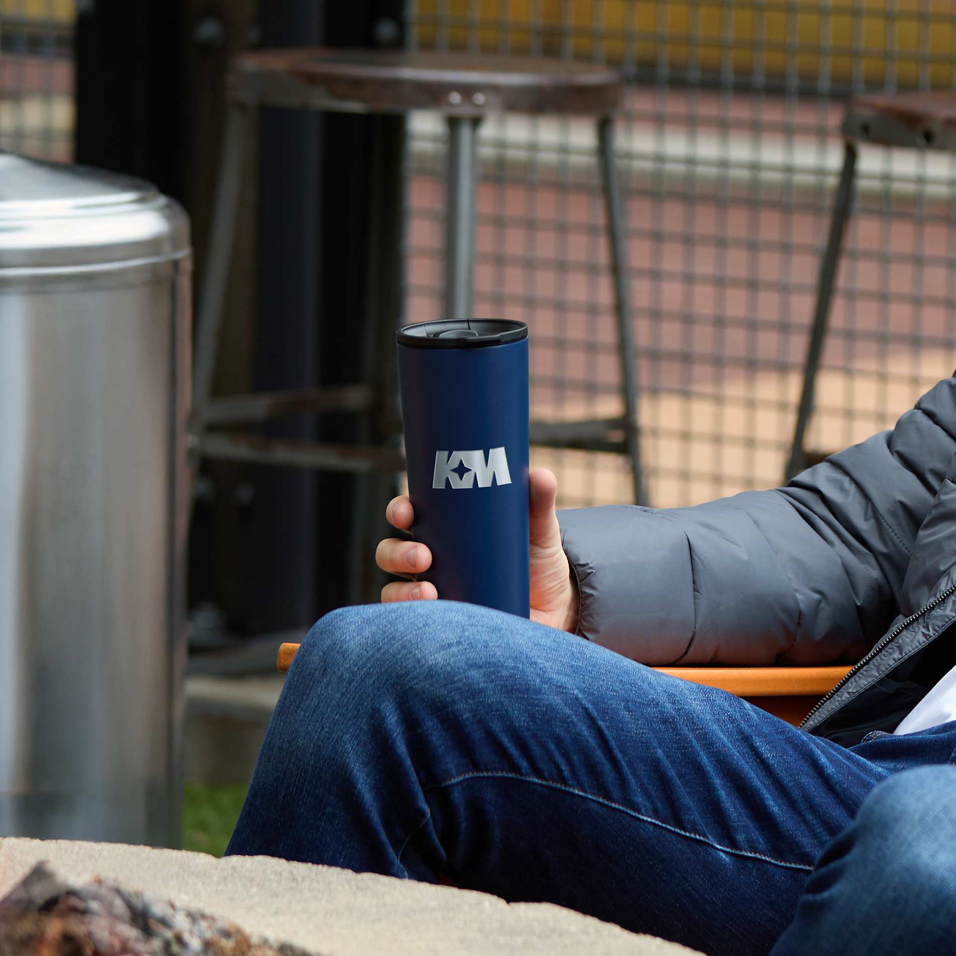 Front View of Black Leeston Copper Vacuum Insulated Tumbler 24oz