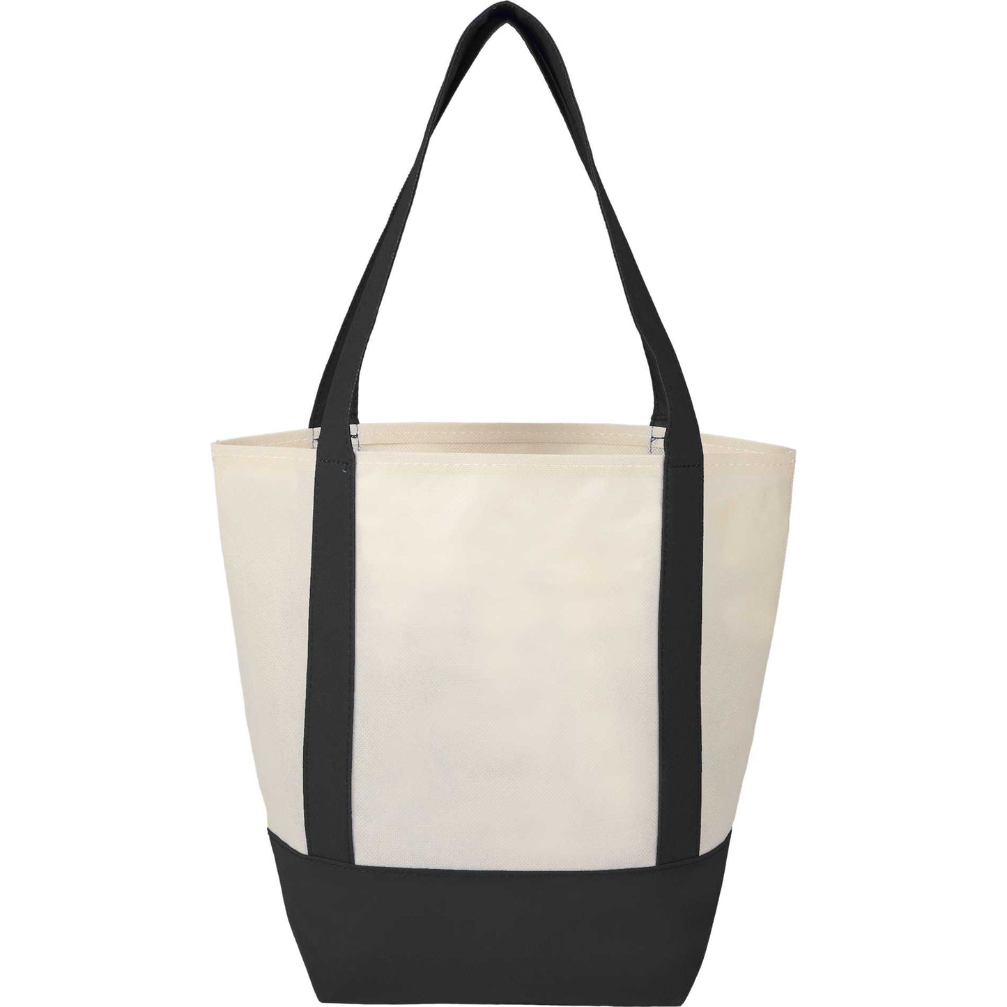Front View of Black Mini Non Woven LighthouseTote plain