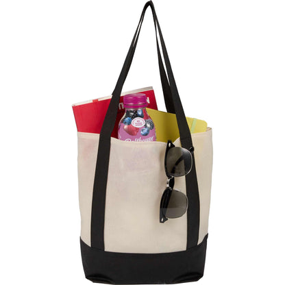 Front View of Black Mini Non Woven LighthouseTote plain