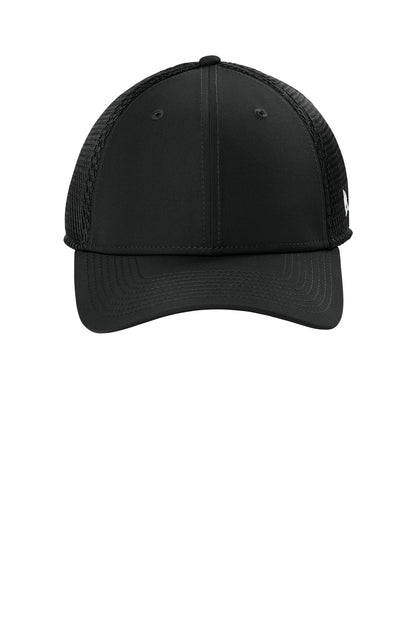 Front View of Black New Era 39THIRTY Performance Stretch Mesh Cap NE1130