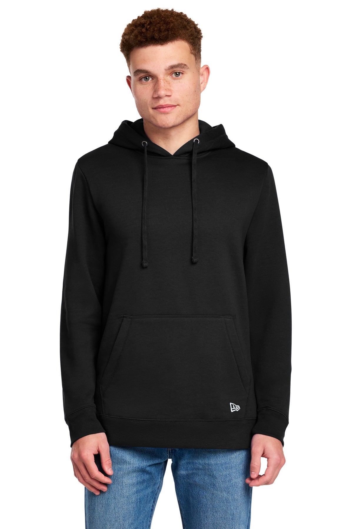 Front View of Black New Era Comeback Fleece Pullover Hoodie NEA550