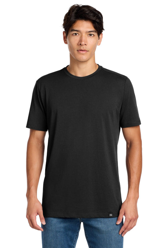 Front View of Black New Era Heritage Blend Crew Tee. NEA100