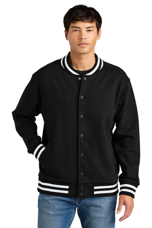 Front View of Black New Era Varsity Heavyweight Fleece Jacket NEA560