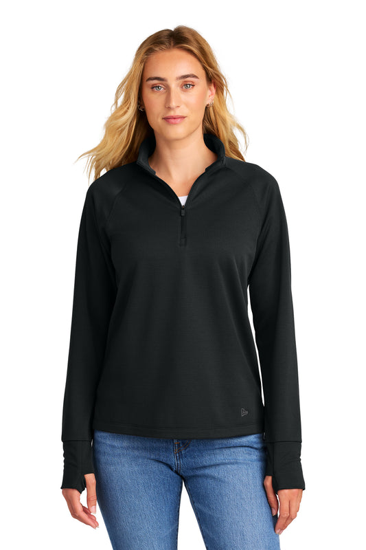 Front View of Black New Era Women's Stand Out 1/4-Zip LNEA515