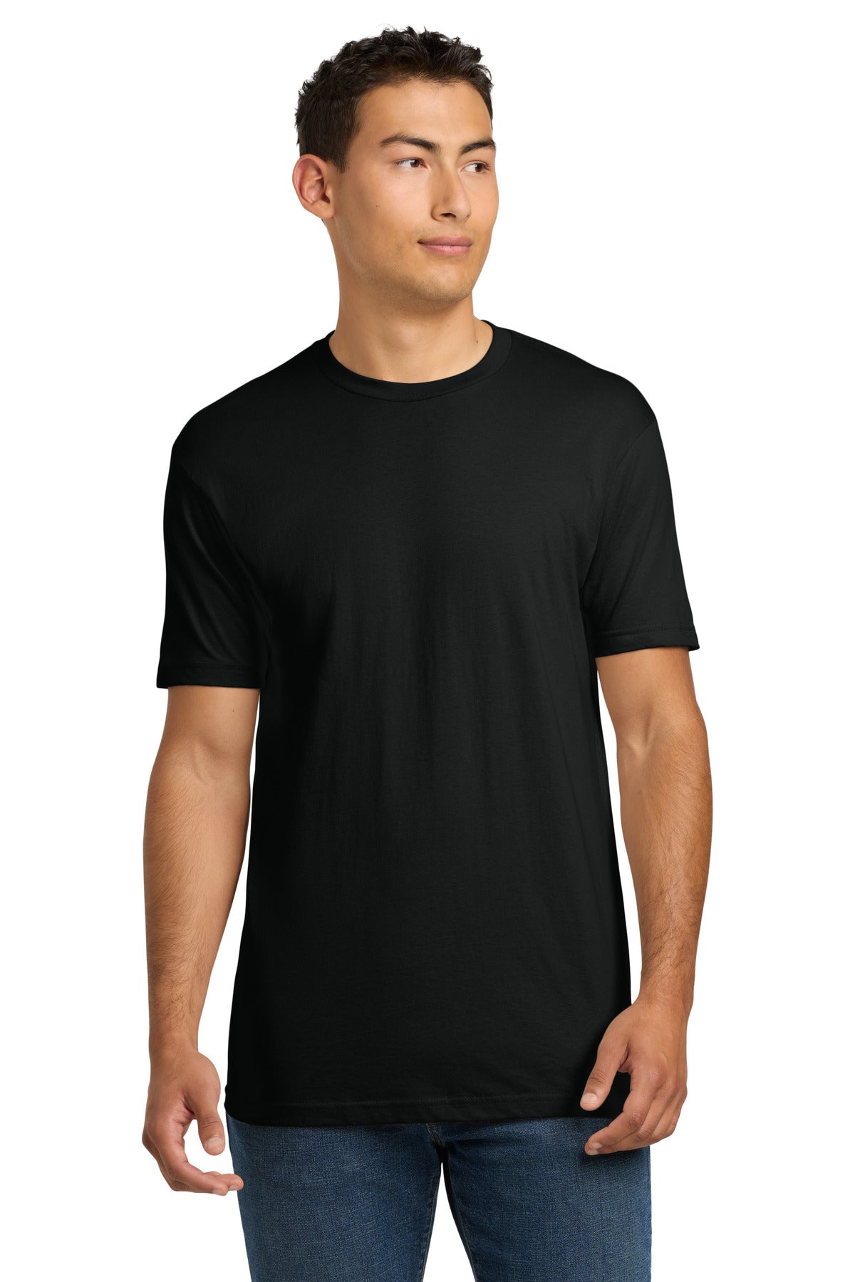 Front View of Black Next Level Apparel Adult Cotton Tee. NL3600
