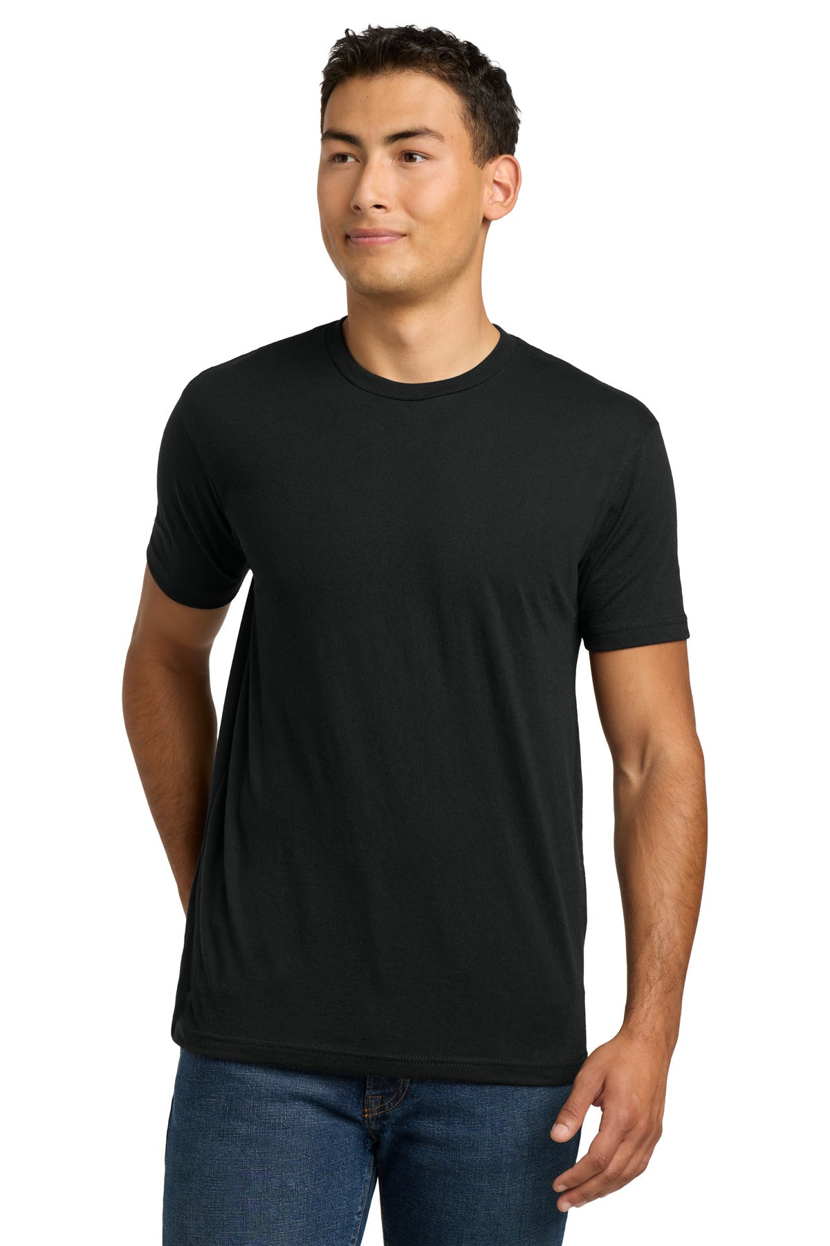Front View of Black Next Level Apparel Adult CVC Tee. NL6210