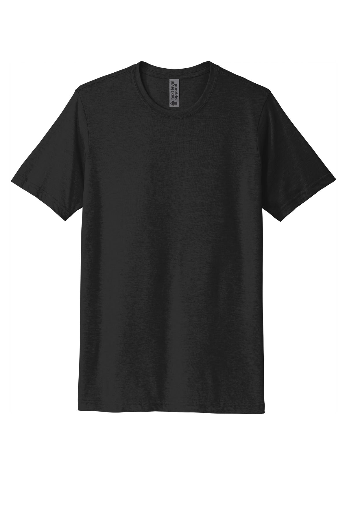 Front View of Black Next Level Apparel Adult Poly/Cotton Tee. NL6200