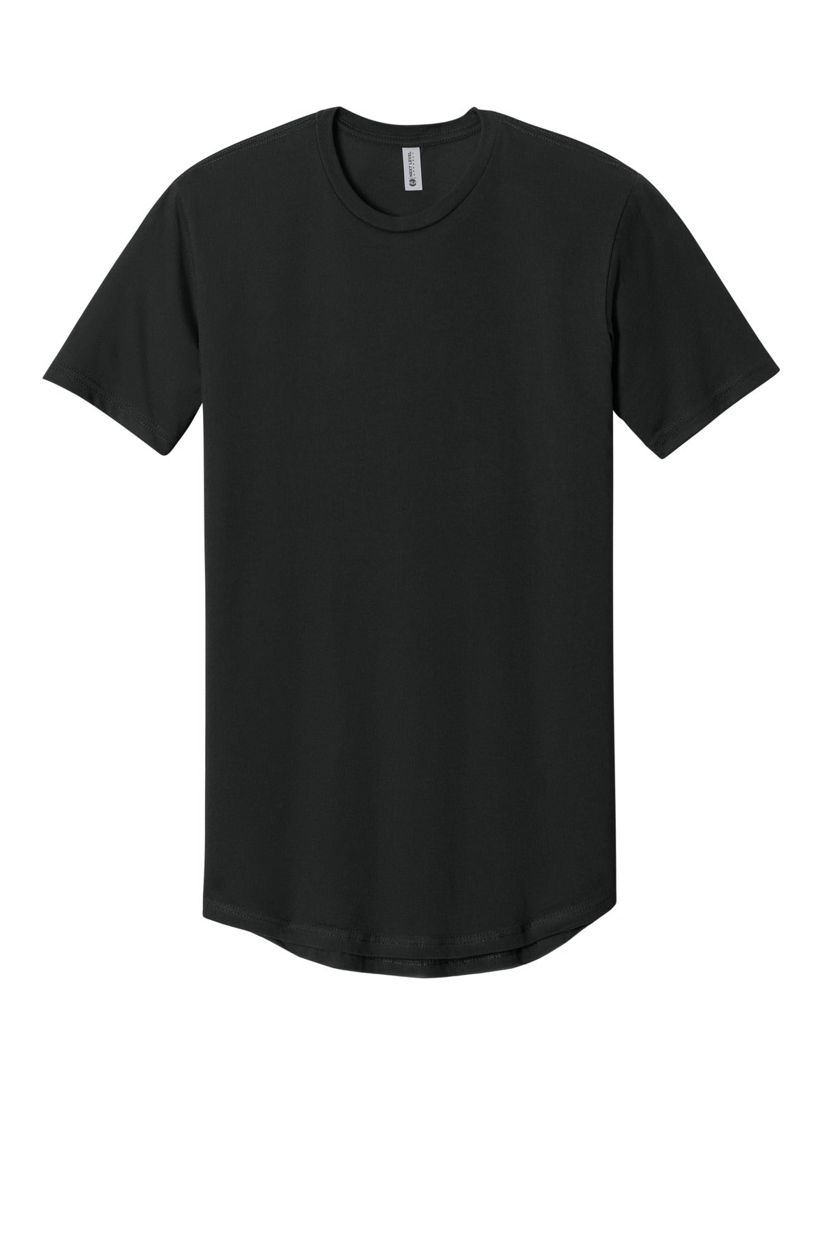 Front View of Black Next Level Apparel Cotton Long Body Tee NL3602