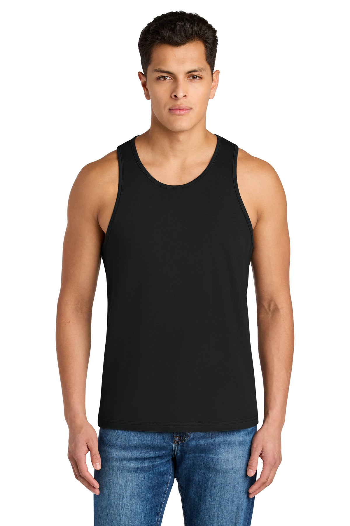 Front View of Black Next Level Apparel Cotton Muscle Tank NL3633