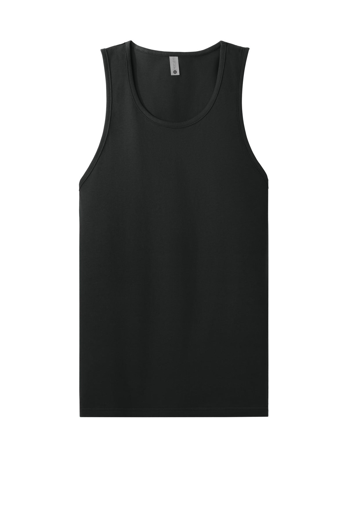 Front View of Black Next Level Apparel Cotton Muscle Tank NL3633