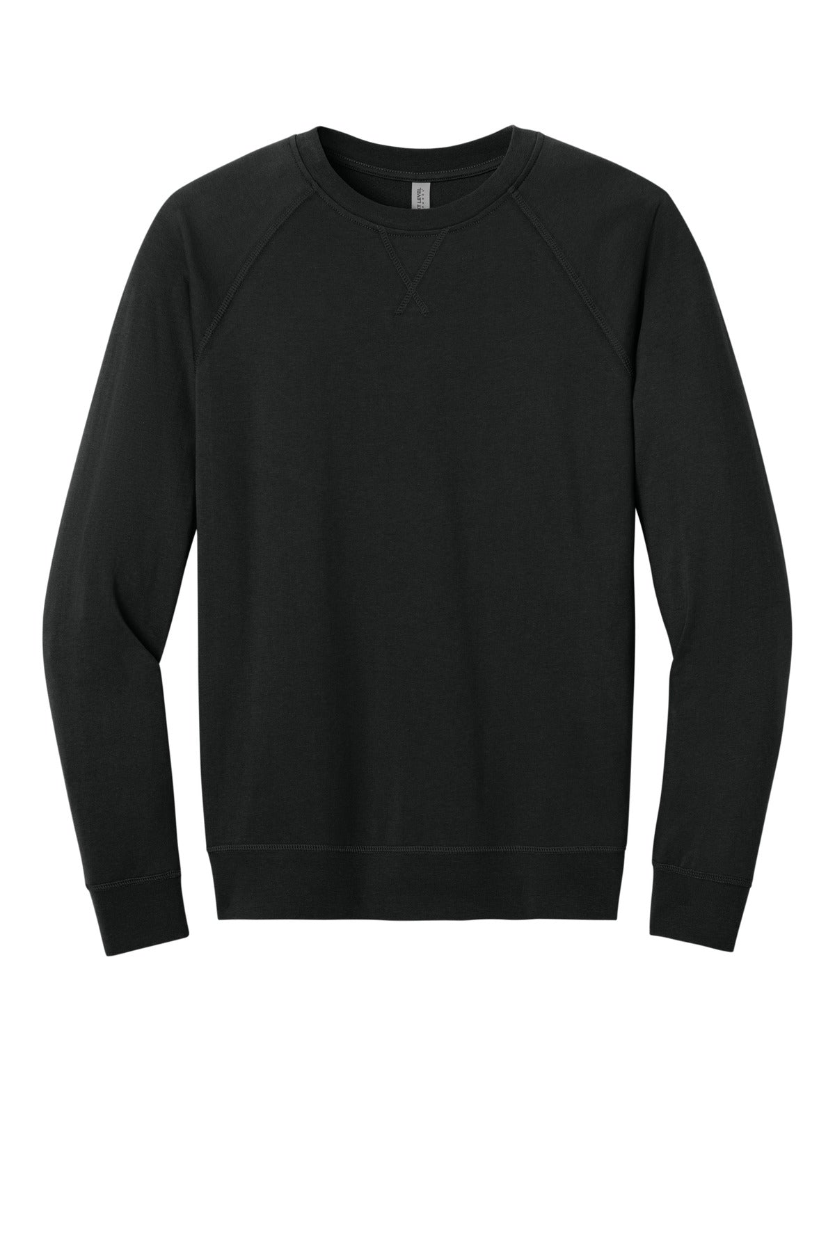 Front View of Black Next Level Apparel Laguna Raglan Sweatshirt NL9000