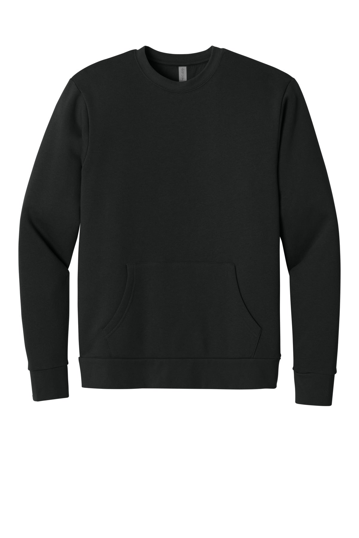 Front View of Black Next Level Apparel Santa Barbara Pocket Sweatshirt NL9001