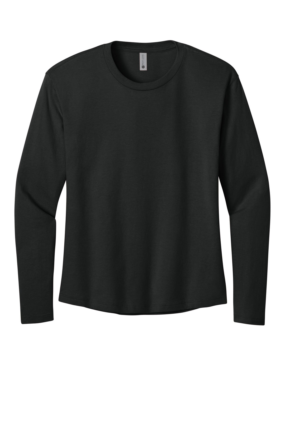 Front View of Black Next Level Apparel Women's Cotton Relaxed Long Sleeve Tee NL3911