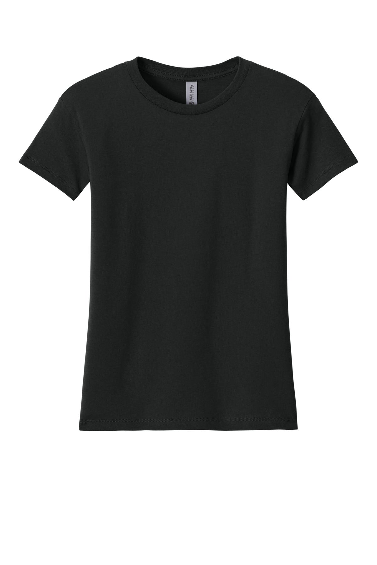 Front View of Black Next Level Apparel Women's Cotton Relaxed Tee NL3910