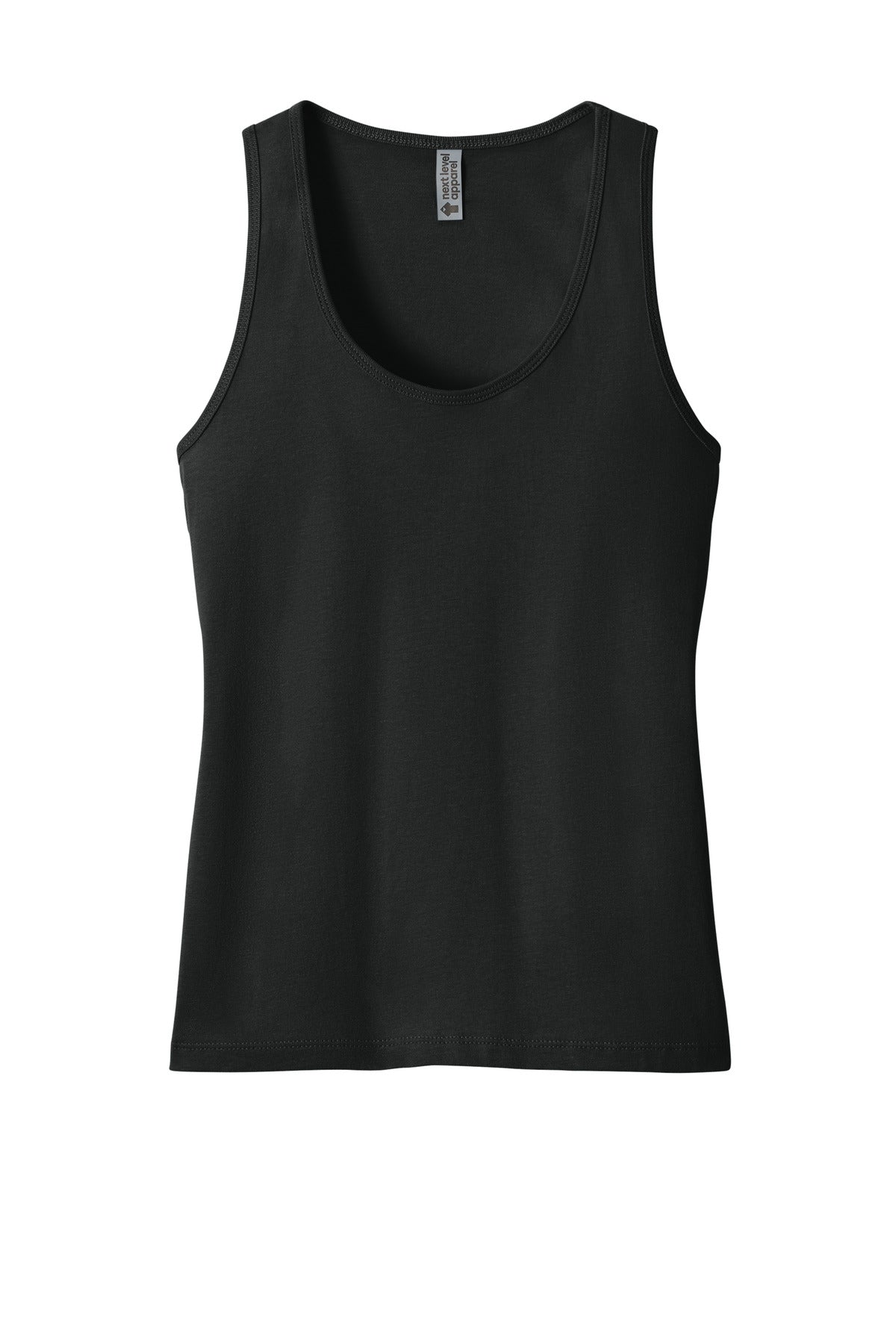 Front View of Black Next Level Apparel Women's Cotton Tank NL3933