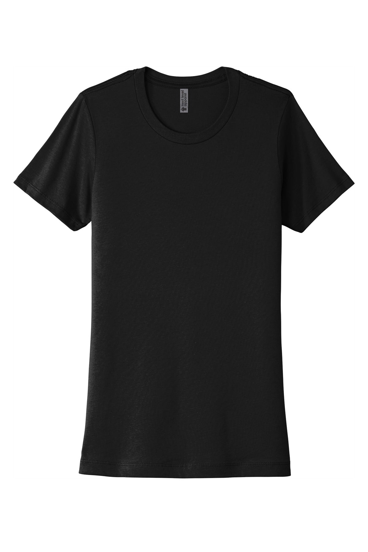 Front View of Black Next Level Apparel Women's Cotton Tee. NL3900