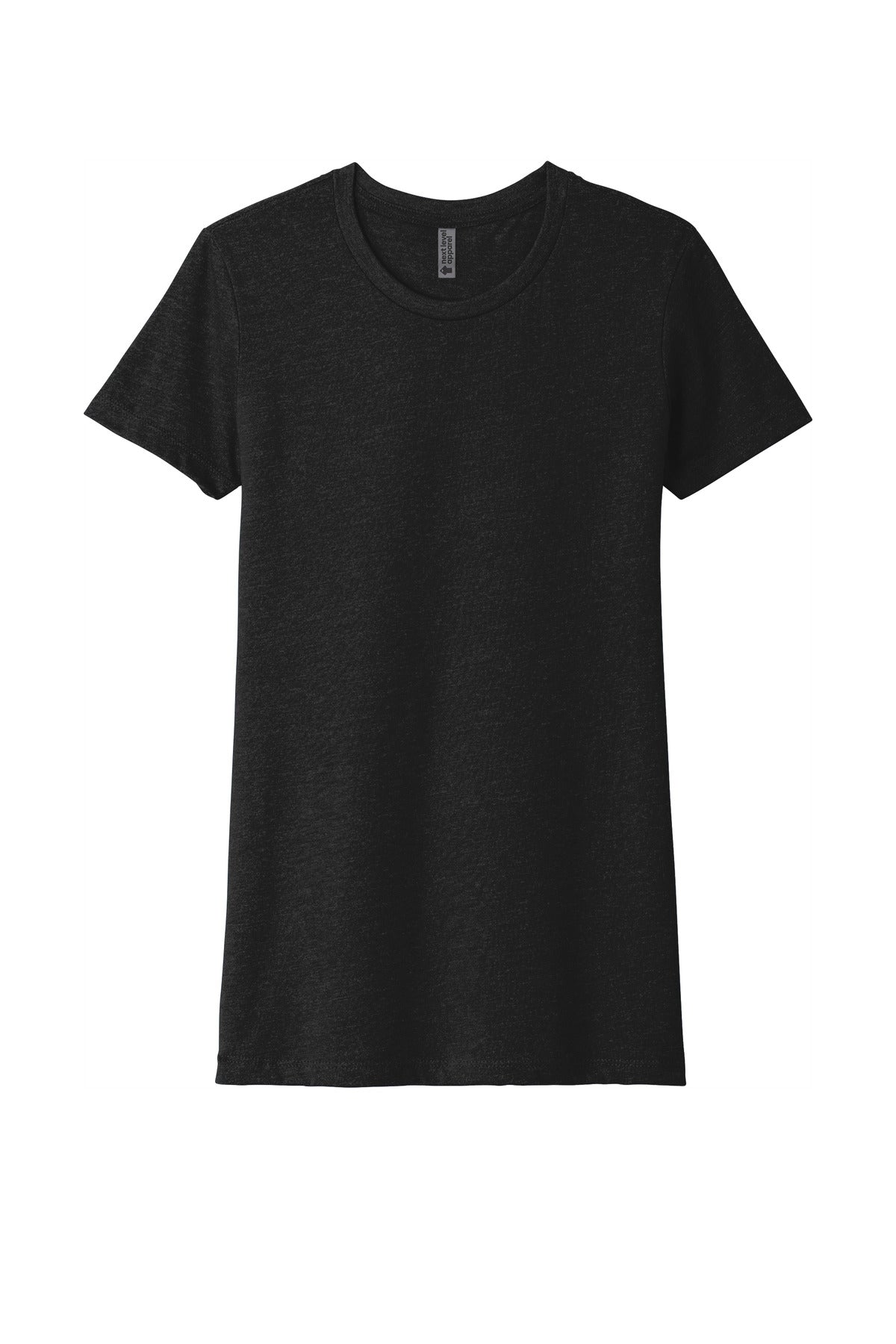 Front View of Black Next Level Apparel Women's CVC Tee. NL6610