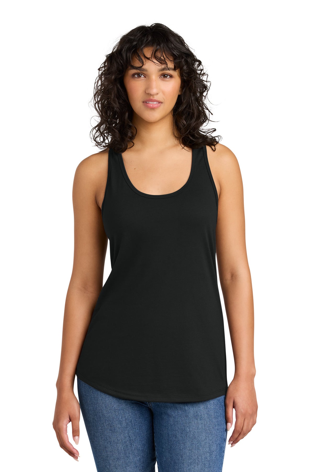 Front View of Black Next Level Apparel Women's Ideal Racerback Tank NL1533