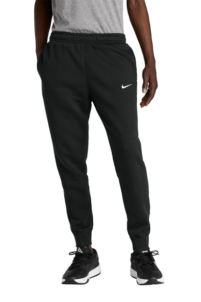Front View of Black Nike Club Fleece Jogger NKHM8045