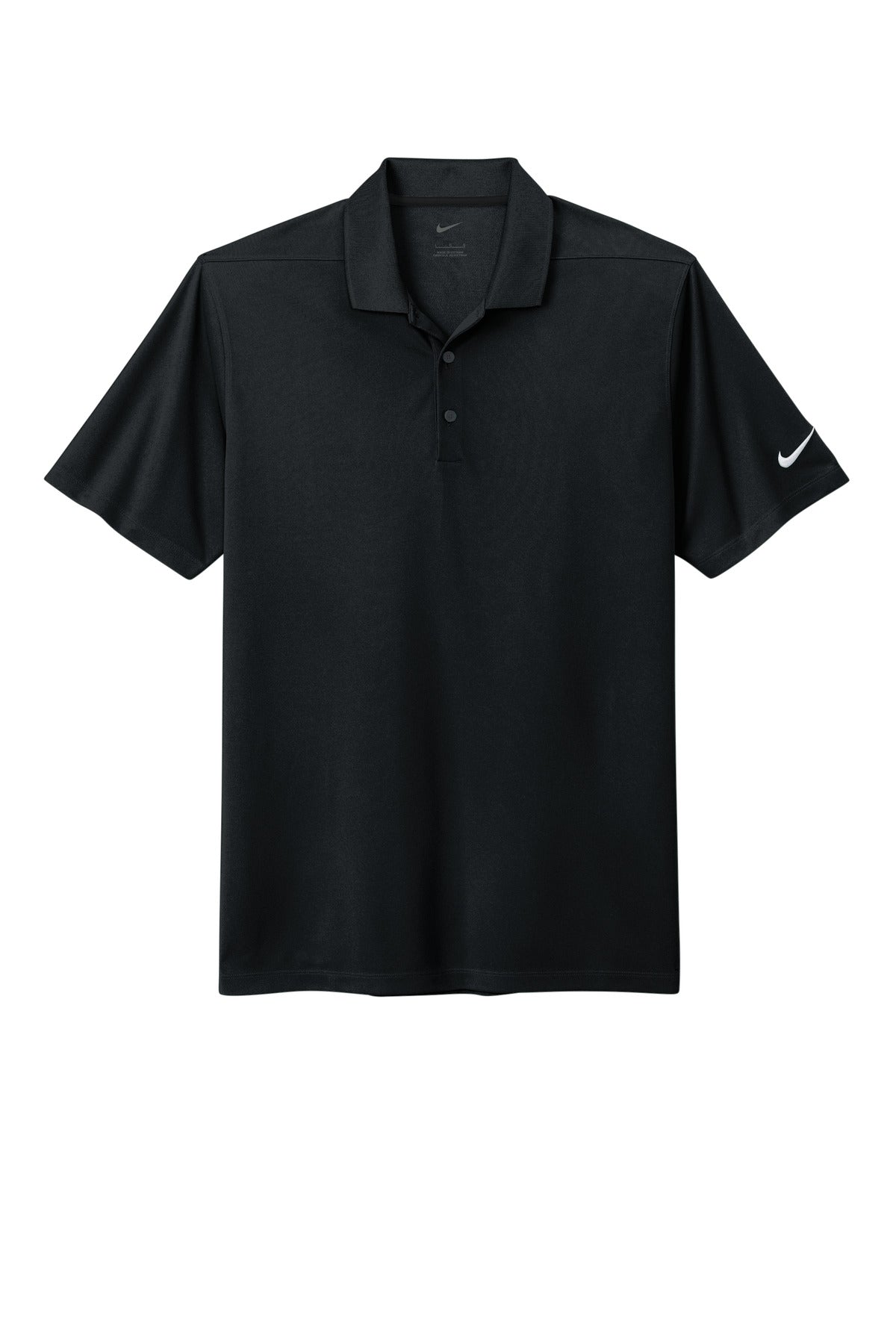 Front View of Black Nike Dri-FIT Micro Pique 2.0 Polo NKDC1963
