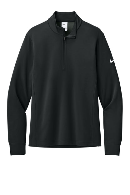 Front View of Black Nike Essential 1/2-Zip Cover-Up NKHM8036