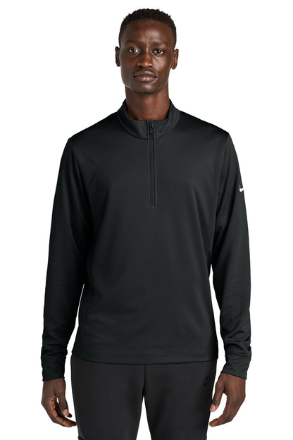 Front View of Black Nike Essential 1/2-Zip Cover-Up NKHM8036