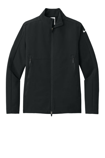 Front View of Black Nike Full-Zip Soft Shell Jacket NKHM7926
