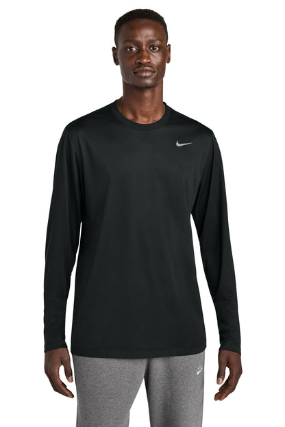 Front View of Black Nike Team rLegend Long Sleeve Tee NKHQ4550