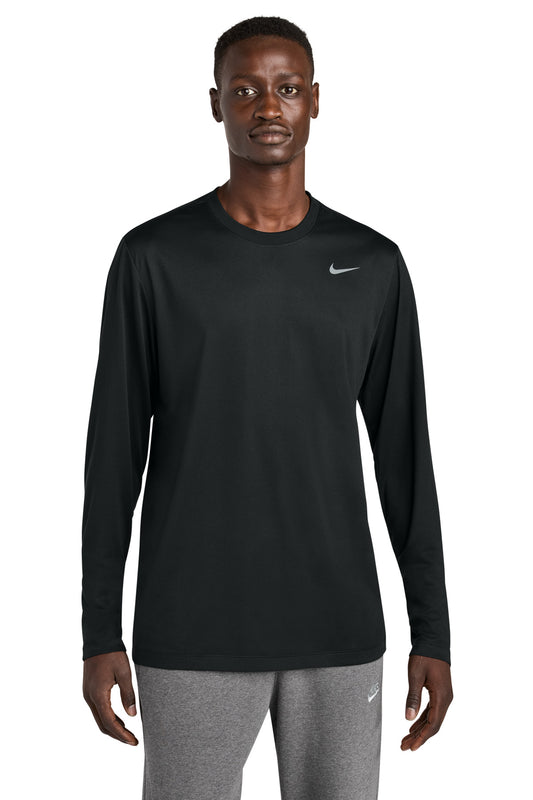 Front View of Black Nike Team rLegend Long Sleeve Tee NKHQ4550