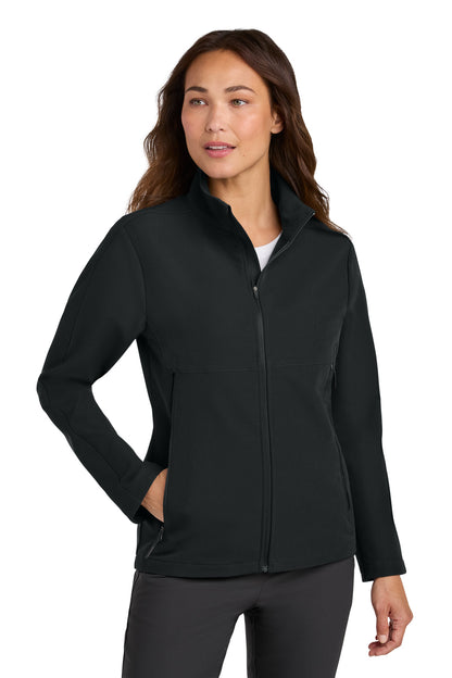 Front View of Black Nike Women's Full-Zip Soft Shell Jacket NKHM7937