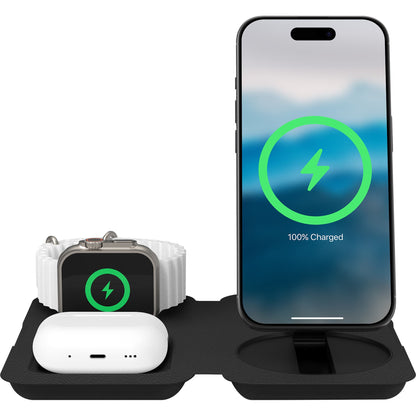 Front View of Black Nimble Fold 3-in-1 Wireless Charger