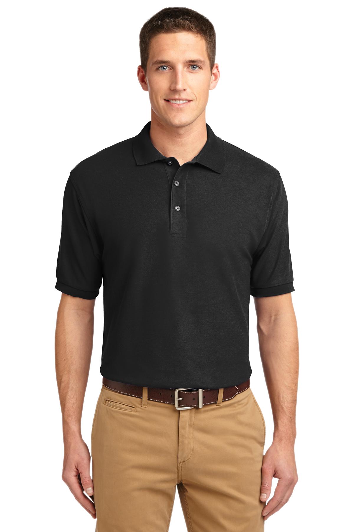 Front View of Black Port Authority Extended Size Silk Touch Polo K500ES